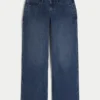 Adjustable Waist Low-Rise Dark Wash Baggy Jeans
