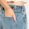 Adjustable Waist Low-Rise Medium Wash Baggy Jeans