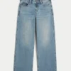 Adjustable Waist Low-Rise Medium Wash Baggy Jeans