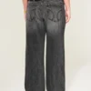 Adjustable Waist Low-Rise Washed Black Baggy Jeans