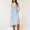 Asymmetrical Hem Halter Maxi Dress