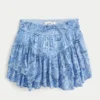 Asymmetrical Hem Tiered Mini Skort