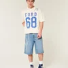 Below-the-Knee Medium Wash Super Baggy Denim Shorts Below-the-Knee Medium Wash Super Baggy Denim Shorts
