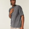 Boxy Heavyweight Washed Cotton Crew T-Shirt