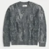 Boxy Pattern Crew Sweater