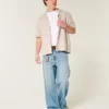 Boxy Short-Sleeve Crochet-Style Shirt