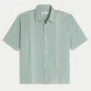 Boxy Short-Sleeve Embroidered Shirt