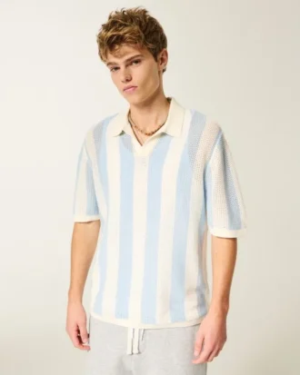 Boxy Short-Sleeve Sweater Polo