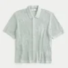 Boxy Short-Sleeve Sweater Shirt