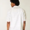 Boxy Short-Sleeve Textural Pattern Shirt