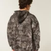 Boxy Thermal-Lined Camo Zip-Up Hoodie