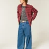 Boxy Thermal-Lined Flannel Shirt