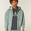 Boxy Thermal-Lined Zip-Up Hoodie