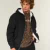 Boxy Thermal-Lined Zip-Up Hoodie