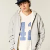 Boxy Thermal-Lined Zip-Up Hoodie