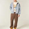 Boxy Thermal-Lined Zip-Up Hoodie
