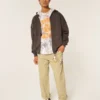 Boxy Thermal-Lined Zip-Up Hoodie