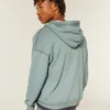 Boxy Thermal-Lined Zip-Up Hoodie