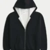 Boxy Thermal-Lined Zip-Up Hoodie
