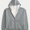 Boxy Thermal-Lined Zip-Up Hoodie