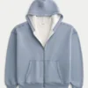 Boxy Thermal-Lined Zip-Up Hoodie