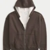 Boxy Thermal-Lined Zip-Up Hoodie