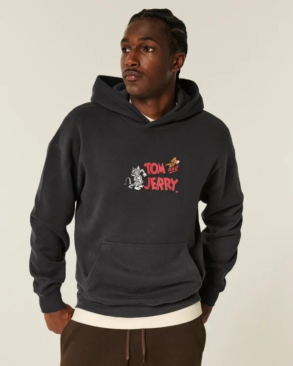 Boxy Tom and Jerry Graphic Hoodie Boxy Tom and Jerry Graphic Hoodie