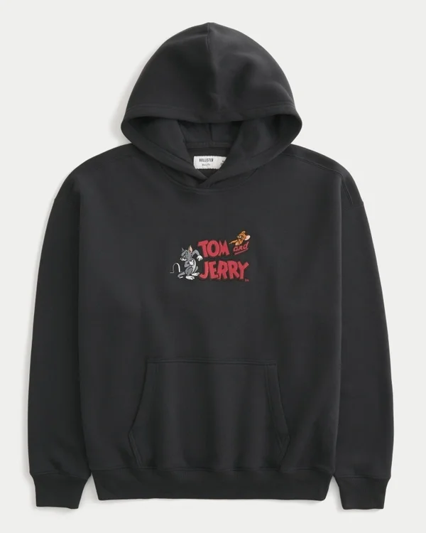 Boxy Tom and Jerry Graphic Hoodie Boxy Tom and Jerry Graphic Hoodie