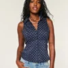 Button-Through Sleeveless Shirt