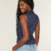 Button-Through Sleeveless Shirt