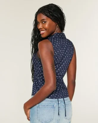 Button-Through Sleeveless Shirt