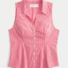 Button-Through Sleeveless Shirt