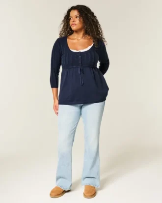 Cable-Knit Babydoll Sweater