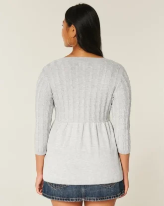 Cable-Knit Babydoll Sweater