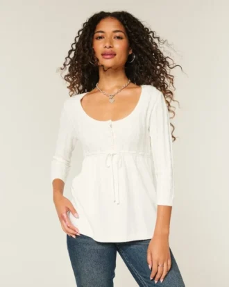 Cable-Knit Babydoll Sweater