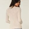 Cable-Knit Heart Crew Sweater