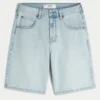 Chain Embroidery Baggy Denim Shorts Chain Embroidery Baggy Denim Shorts