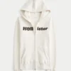 Chenille Logo Graphic Zip-Up Hoodie