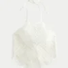 Crochet High-Neck Open Back Tank