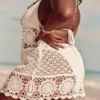 Crochet-Style Halter Cover Up Mini Dress