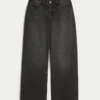 Curvy High-Rise Washed Black Baggy Jeans