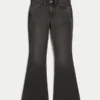 Curvy High-Rise Washed Black Flare Jeans