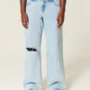 Curvy Low-Rise Ripped Light Wash Baggy Jeans