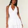 Double-Tier Smocked Halter Skort Dress