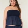 Easy Crochet-Style Fabric Mix Strapless Top Easy Crochet-Style Fabric Mix Strapless Top