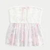 Easy Crochet-Style Fabric Mix Strapless Top Easy Crochet-Style Fabric Mix Strapless Top