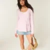 Easy Long-Sleeve Floral Pattern Babydoll Top