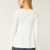 Easy Long-Sleeve Pointelle Babydoll Top