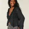 Easy Long-Sleeve Ruffle Babydoll Top