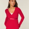 Easy Long-Sleeve Wrap-Front Babydoll Top